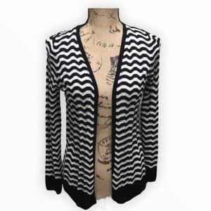 {LOFT} Wavy Striped Open Stitch Cardigan